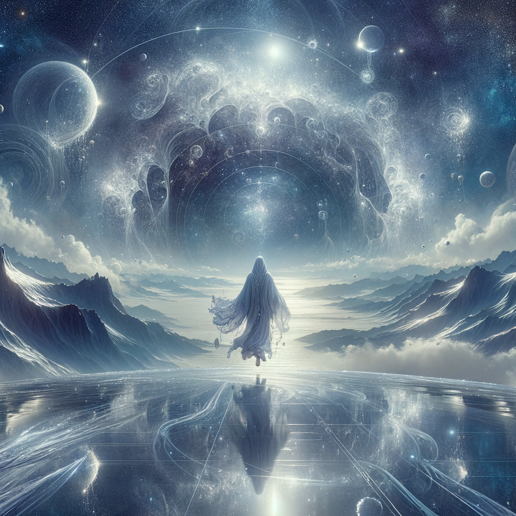 Mystical Figure Gazing into a Cosmic Landscape