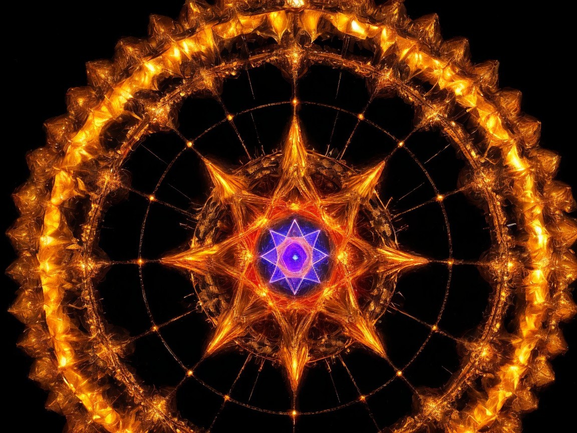 Vibrant Mandala Design with Blue Star and Concentric Circles