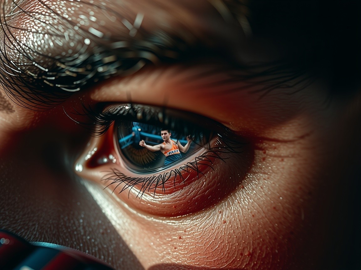 Close-Up of Eye Reflecting Athlete in Action