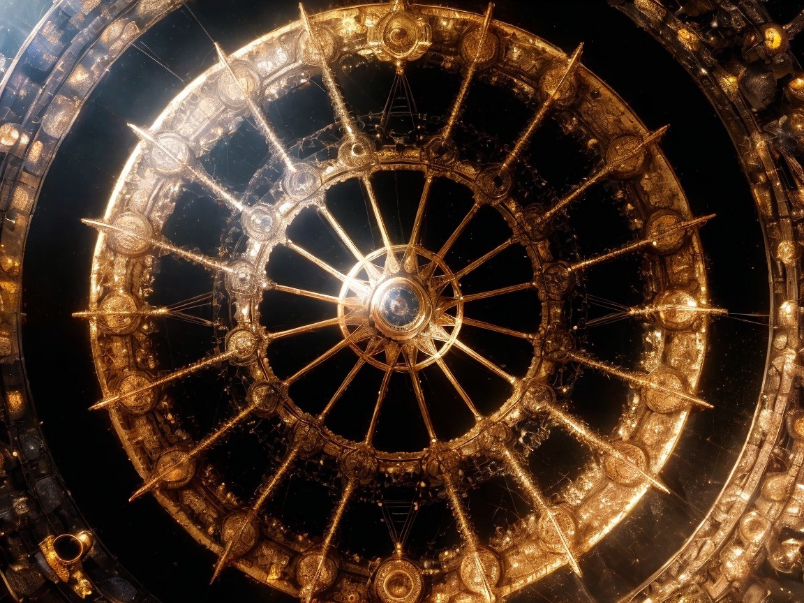 Intricate Circular Ceiling with Golden Hues and Details