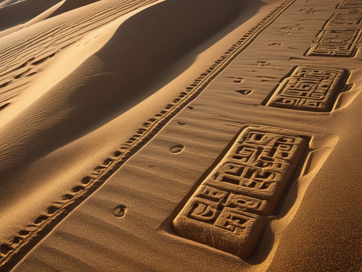 Intricate Patterns on Golden Desert Sand Dunes
