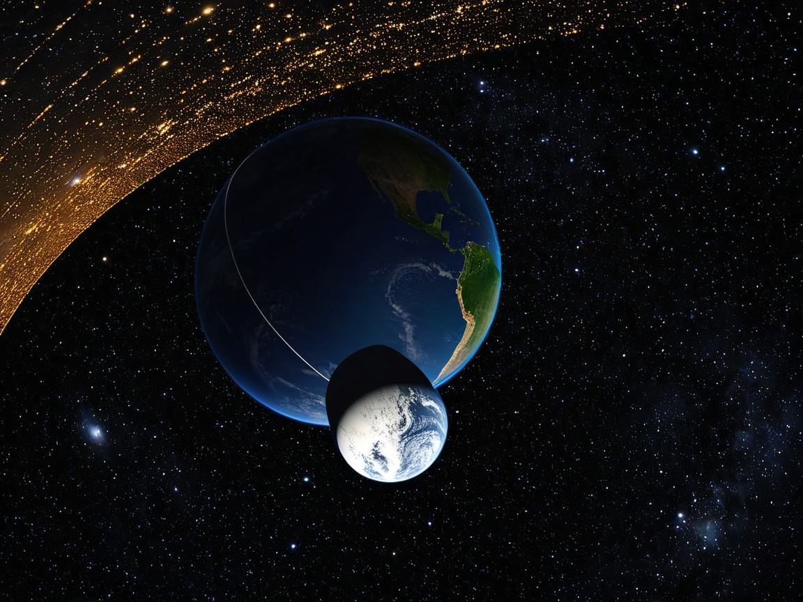 Earth Viewed from Space with Starry Cosmos Background