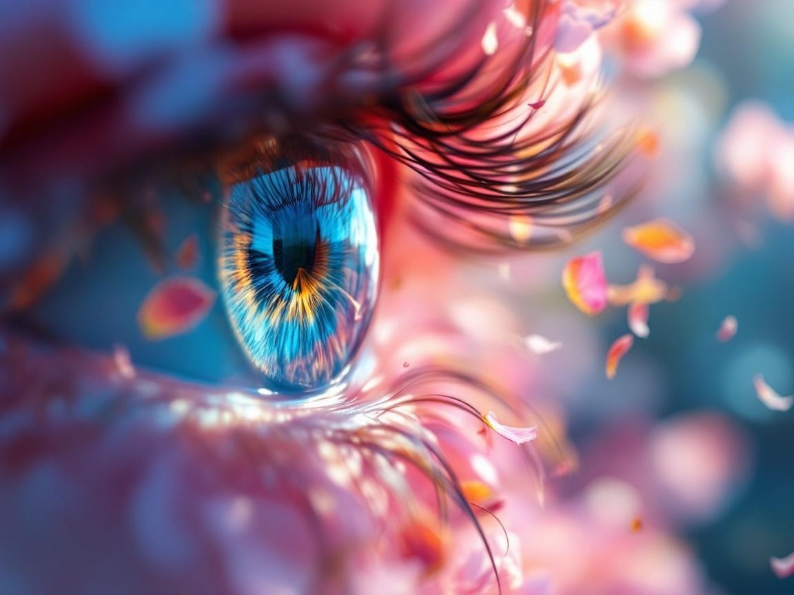 Close-Up of a Vibrant Eye with Blue and Orange Hues