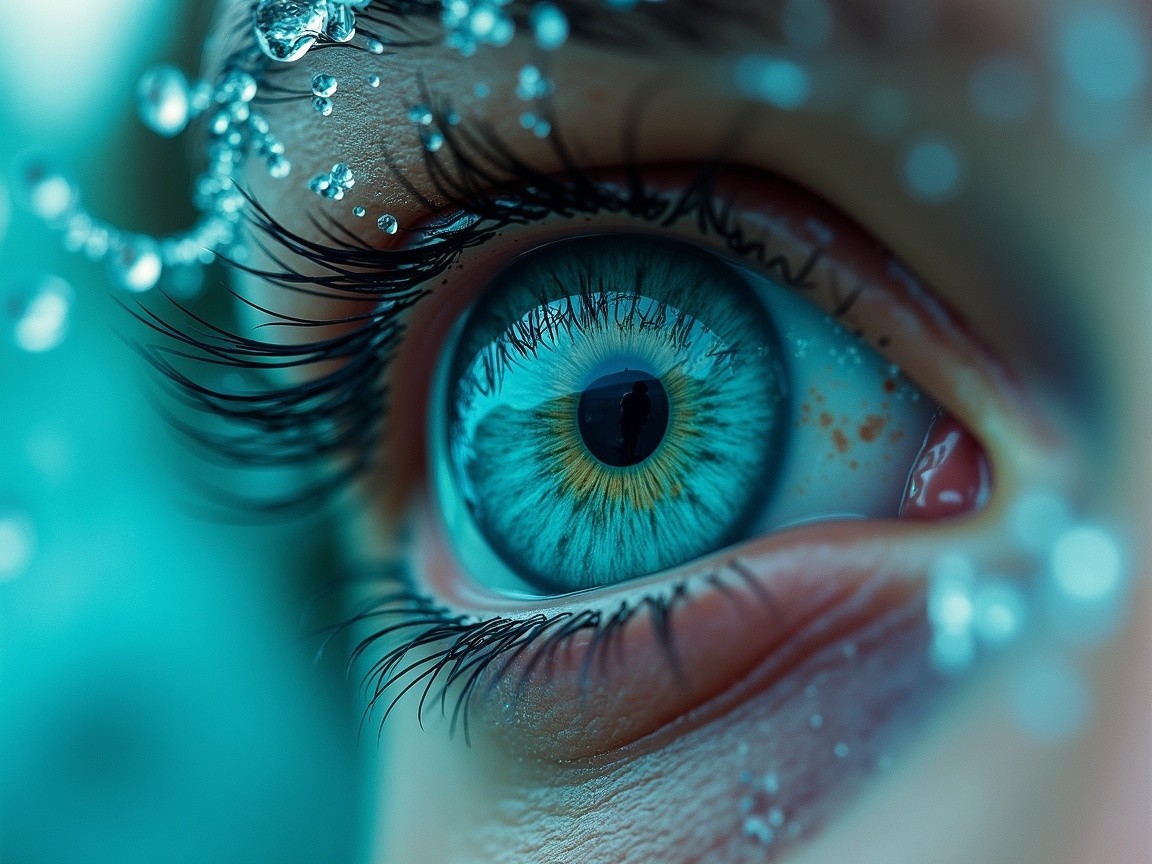 Close-Up of a Vibrant Blue Eye with Intricate Details