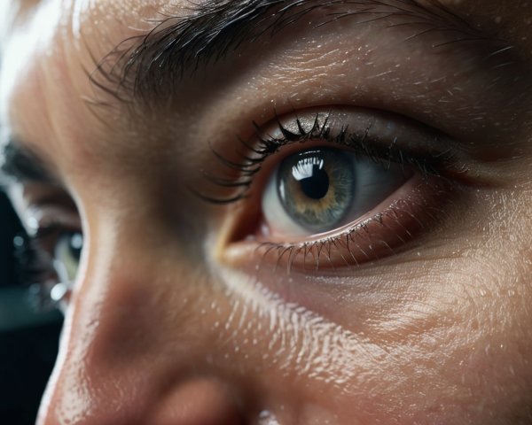 Close-Up of a Human Eye with Detailed Iris and Skin