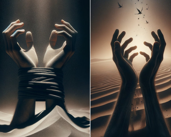 Contrasting Scenes of Struggle and Liberation