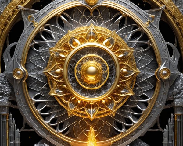 Intricate Golden and Silver Mandala Design Details