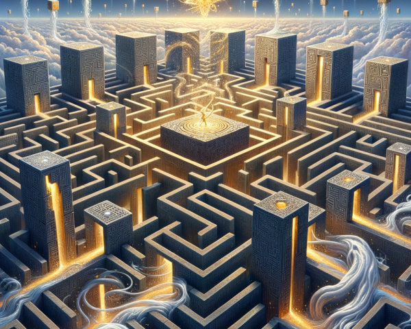 Labyrinth of Stone Walls Under Golden Light