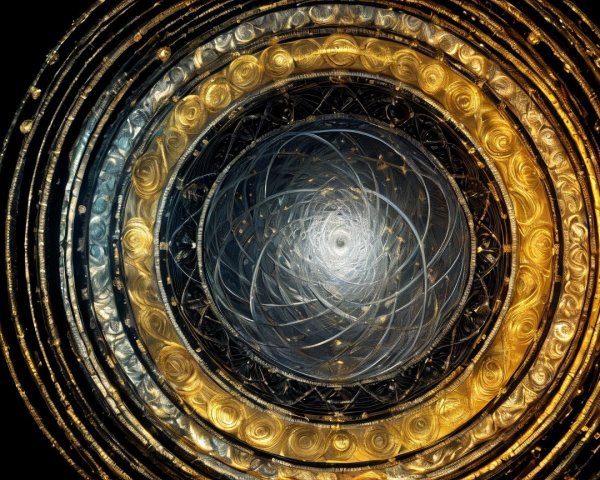 Abstract Design with Concentric Circles in Gold and Blue