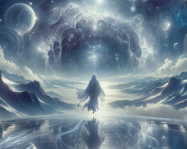 Mystical Figure Gazing into a Cosmic Landscape