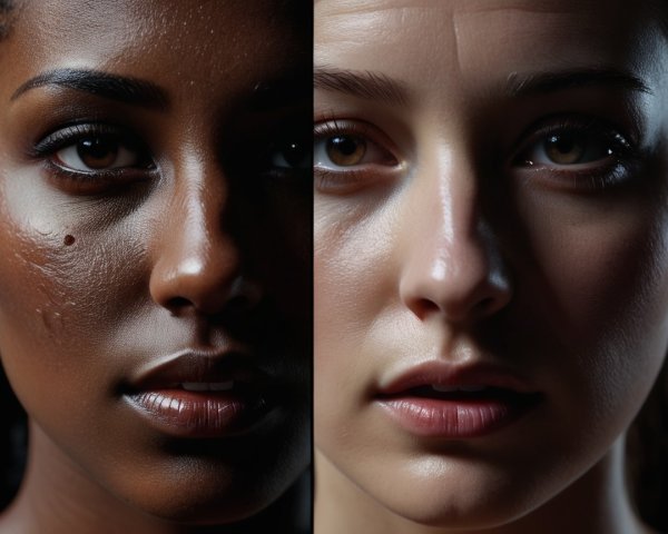 Split Portrait Showcasing Diverse Beauty and Skin Tones