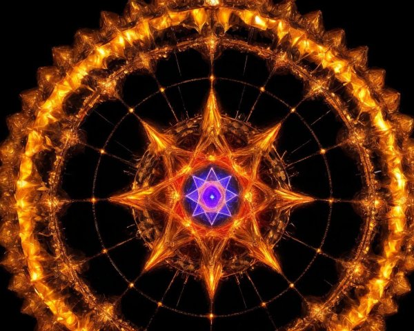 Vibrant Mandala Design with Blue Star and Concentric Circles