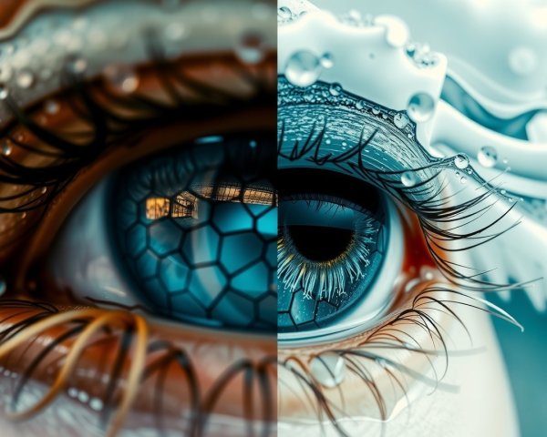 Surreal Close-Up of a Divided Human Eye Design