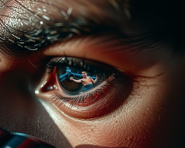 Close-Up of Eye Reflecting Athlete in Action