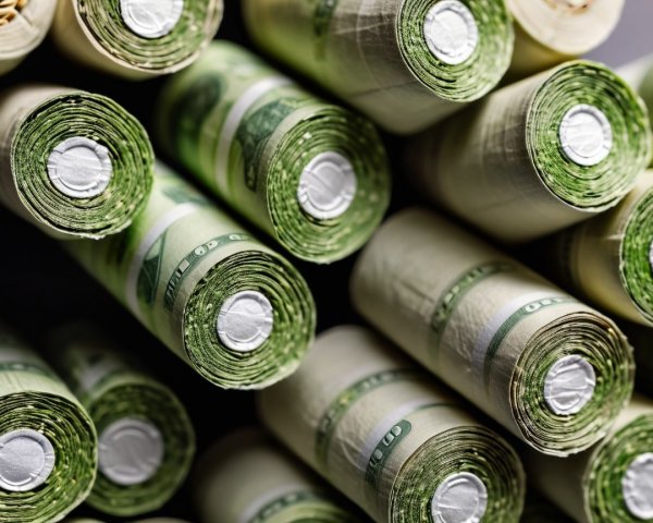 Tightly Rolled Bundles of Green Currency Notes