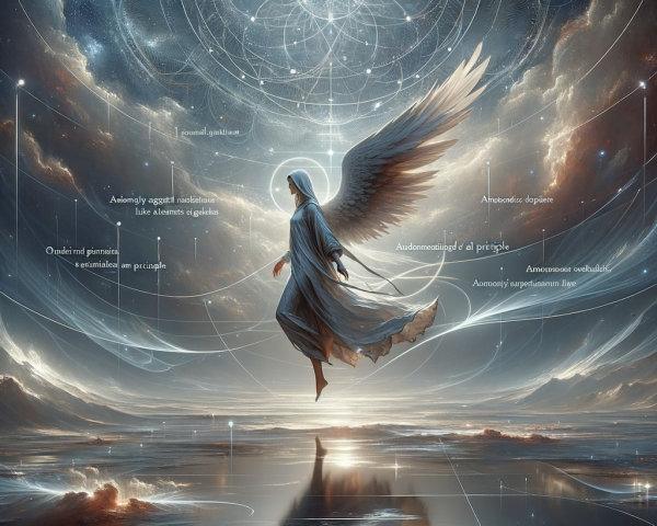 Ethereal Figure with Wings in a Cosmic Landscape
