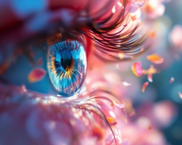 Close-Up of a Vibrant Eye with Blue and Orange Hues