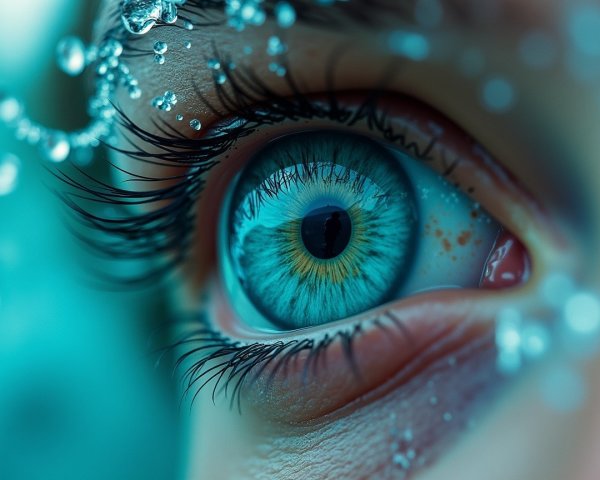 Close-Up of a Vibrant Blue Eye with Intricate Details