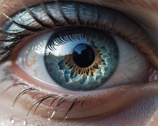 Close-Up of a Blue Eye with Sunflower Reflection