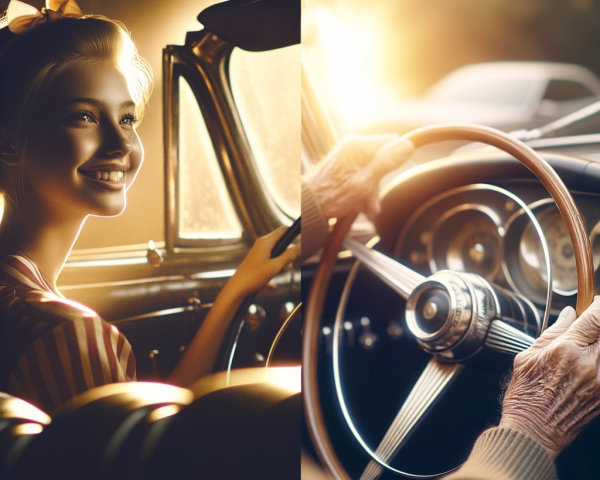 Nostalgic Scene of Driving Across Generations
