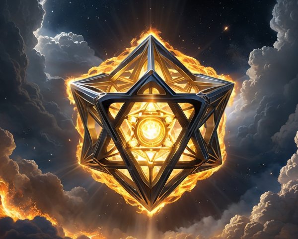 Geometric Structure Surrounded by Flames and Stars