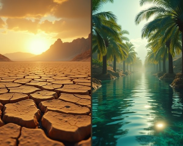 Contrasting Landscapes of Desert and Oasis
