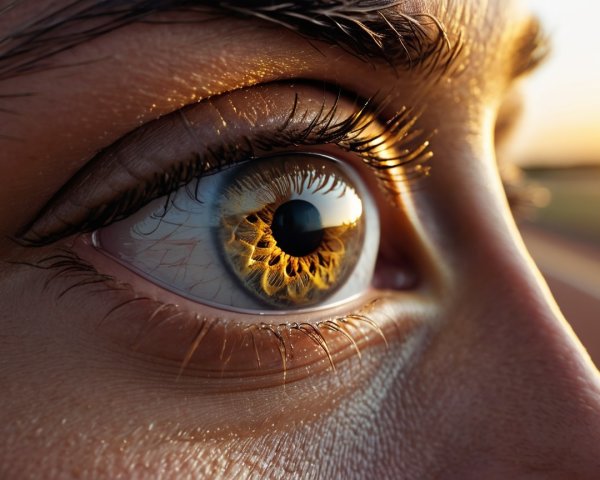 Close-Up of a Human Eye with Golden Iris Details