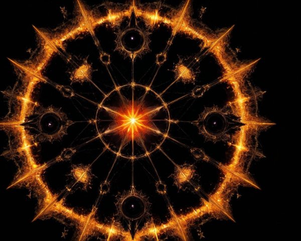 Fractal Design with Fiery Circular Pattern and Depth