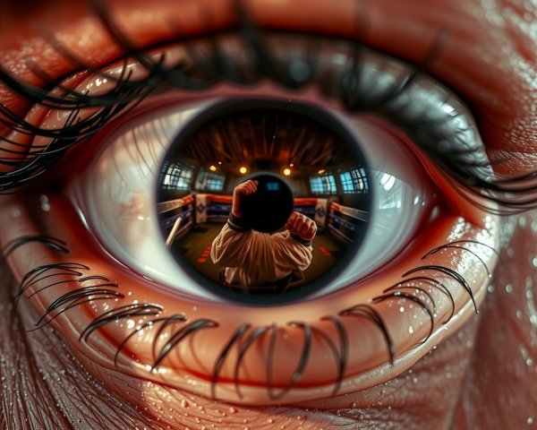 Close-Up of Human Eye with Boxing Reflection