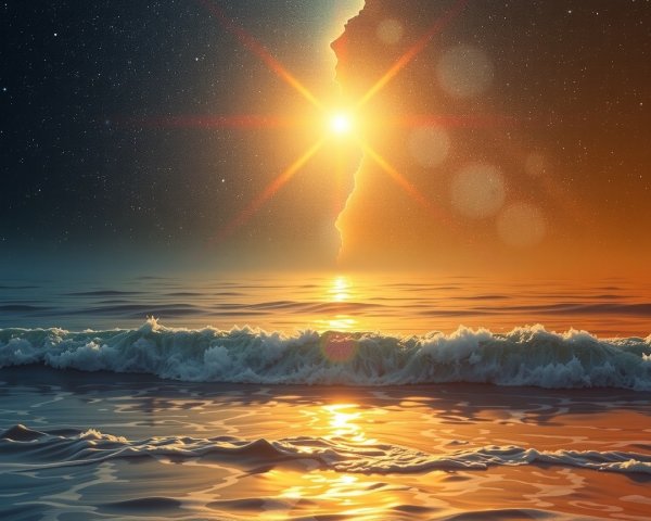 Vibrant Sunset Blending Day and Night Skies