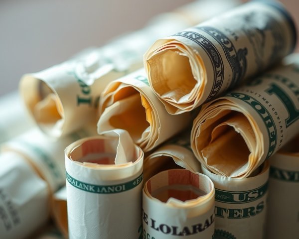 Close-Up of Neatly Stacked U.S. Dollar Bills