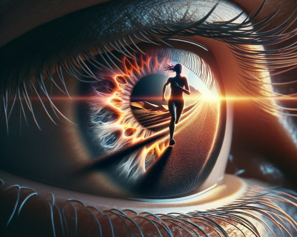 Surreal Close-Up of an Eye Reflecting a Landscape