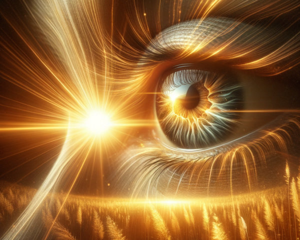 Abstract Close-Up of Eye in Wheat Field with Light