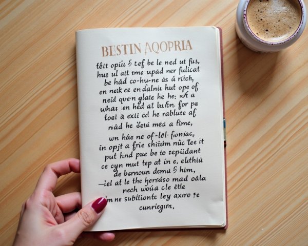 Close-up of an Open Book with Handwritten Text