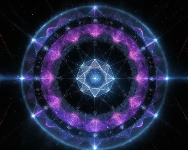 Geometric Design with Vibrant Blue and Purple Patterns