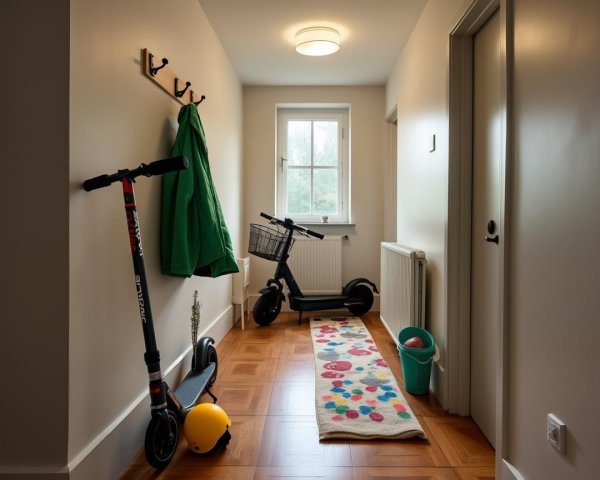 Cozy Hallway with Neutral Colors and Bright Accents