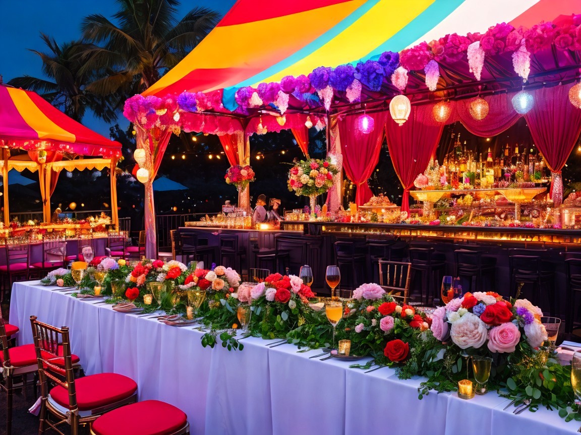 Vibrant Outdoor Event Space with Colorful Decor