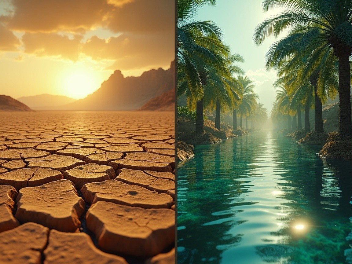 Contrasting Landscapes of Desert and Oasis