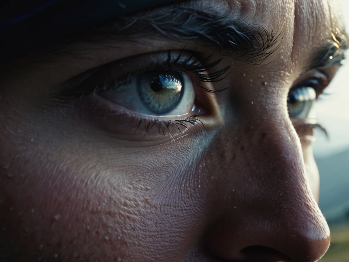 Close-Up of a Person's Eye with Blue-Green Irises