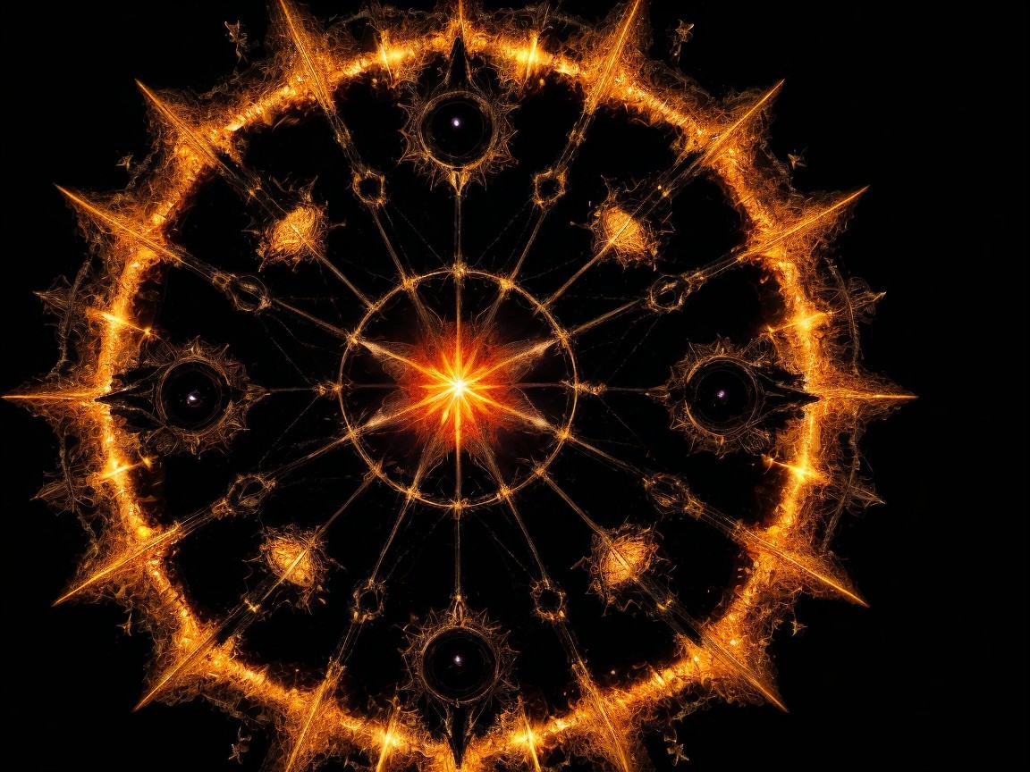 Fractal Design with Fiery Circular Pattern and Depth