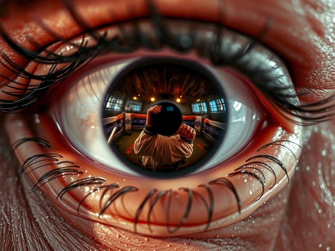 Close-Up of Human Eye with Boxing Reflection
