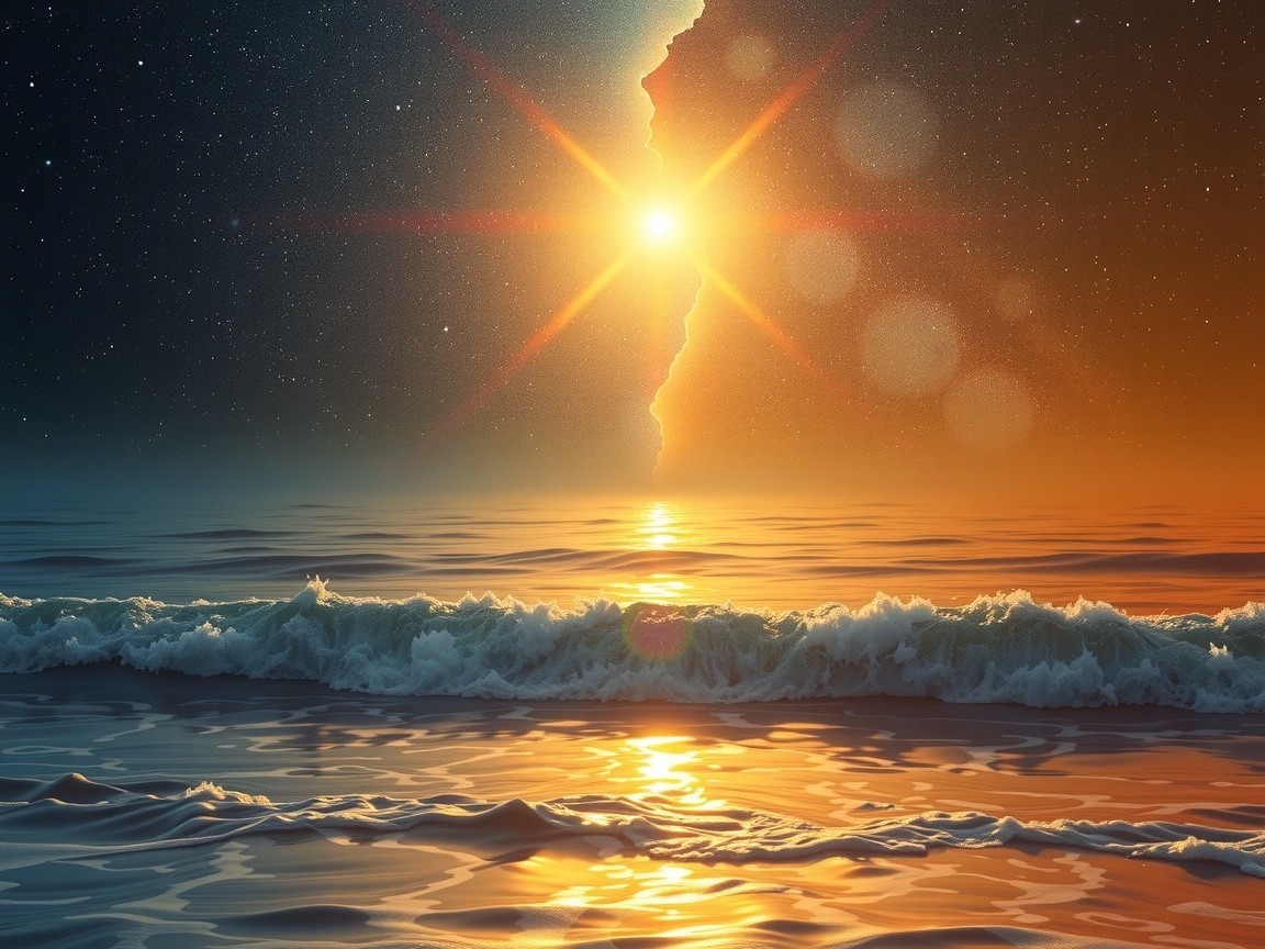 Vibrant Sunset Blending Day and Night Skies