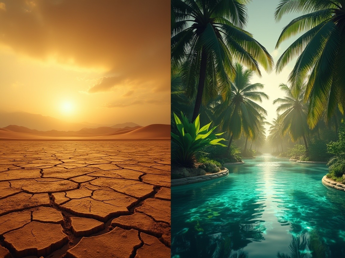 Contrasting Desert and Tropical Landscapes Overview