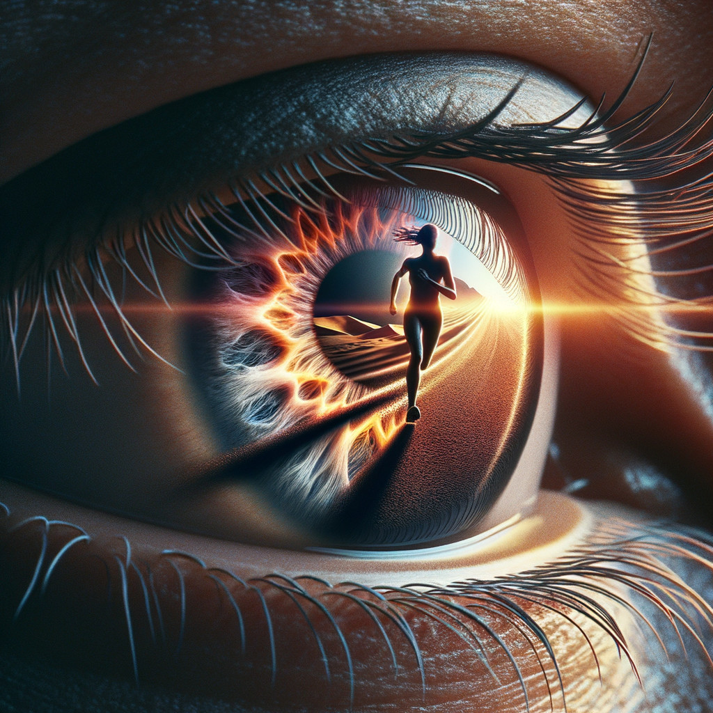 Surreal Close-Up of an Eye Reflecting a Landscape