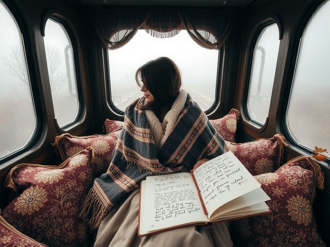 Cozy Window Nook with Woman and Open Book