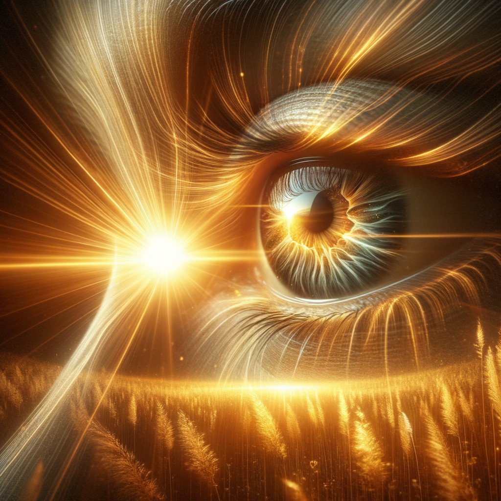 Abstract Close-Up of Eye in Wheat Field with Light