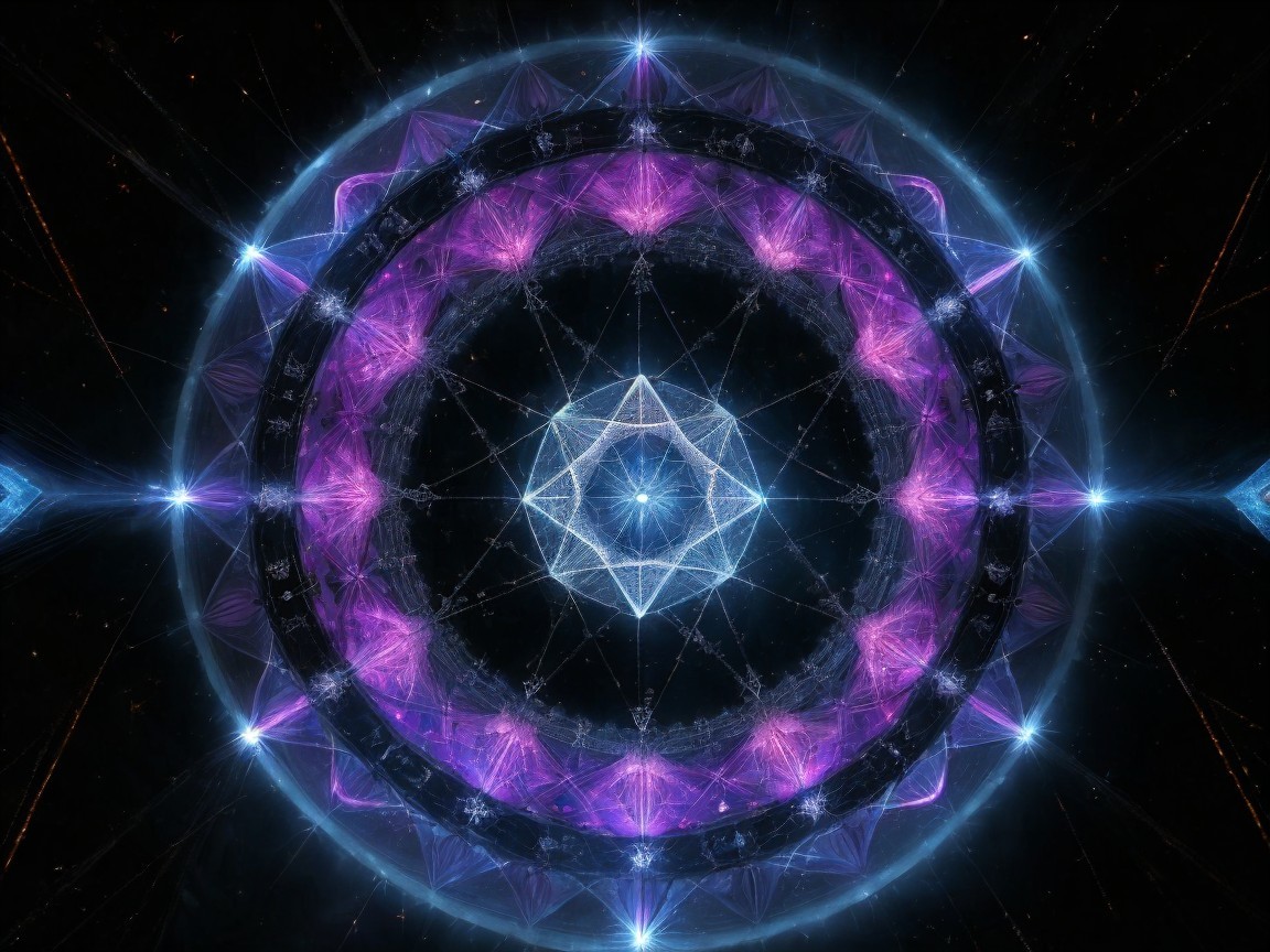 Geometric Design with Vibrant Blue and Purple Patterns