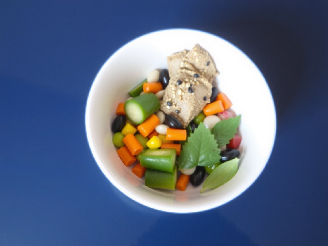 Colorful Vegetable Bowl with Grains and Sesame Crackers