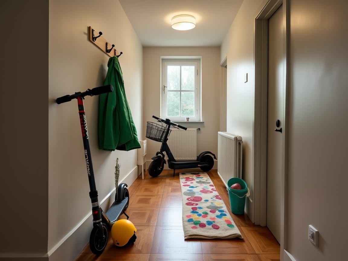 Cozy Hallway with Neutral Colors and Bright Accents