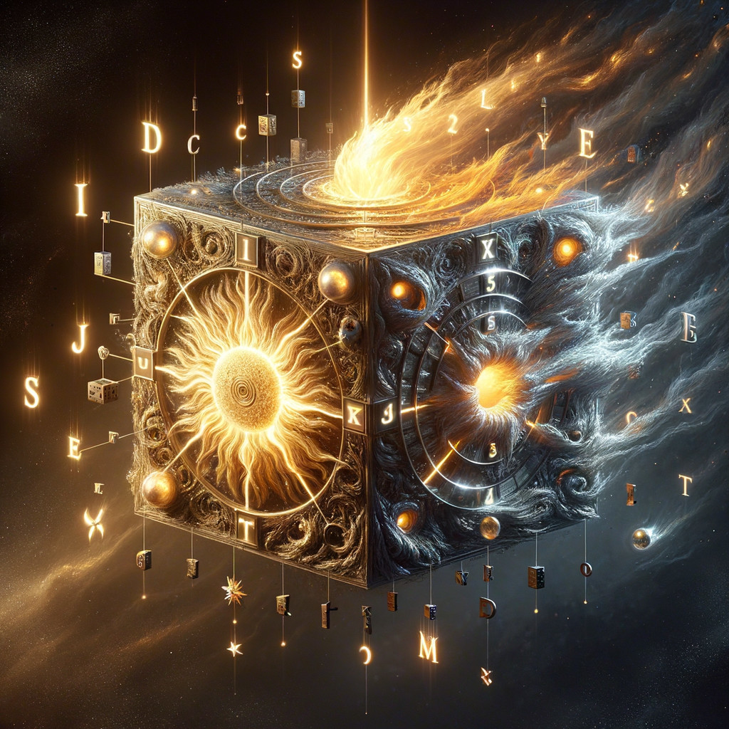 Intricate Cosmic Cube with Celestial Patterns and Light